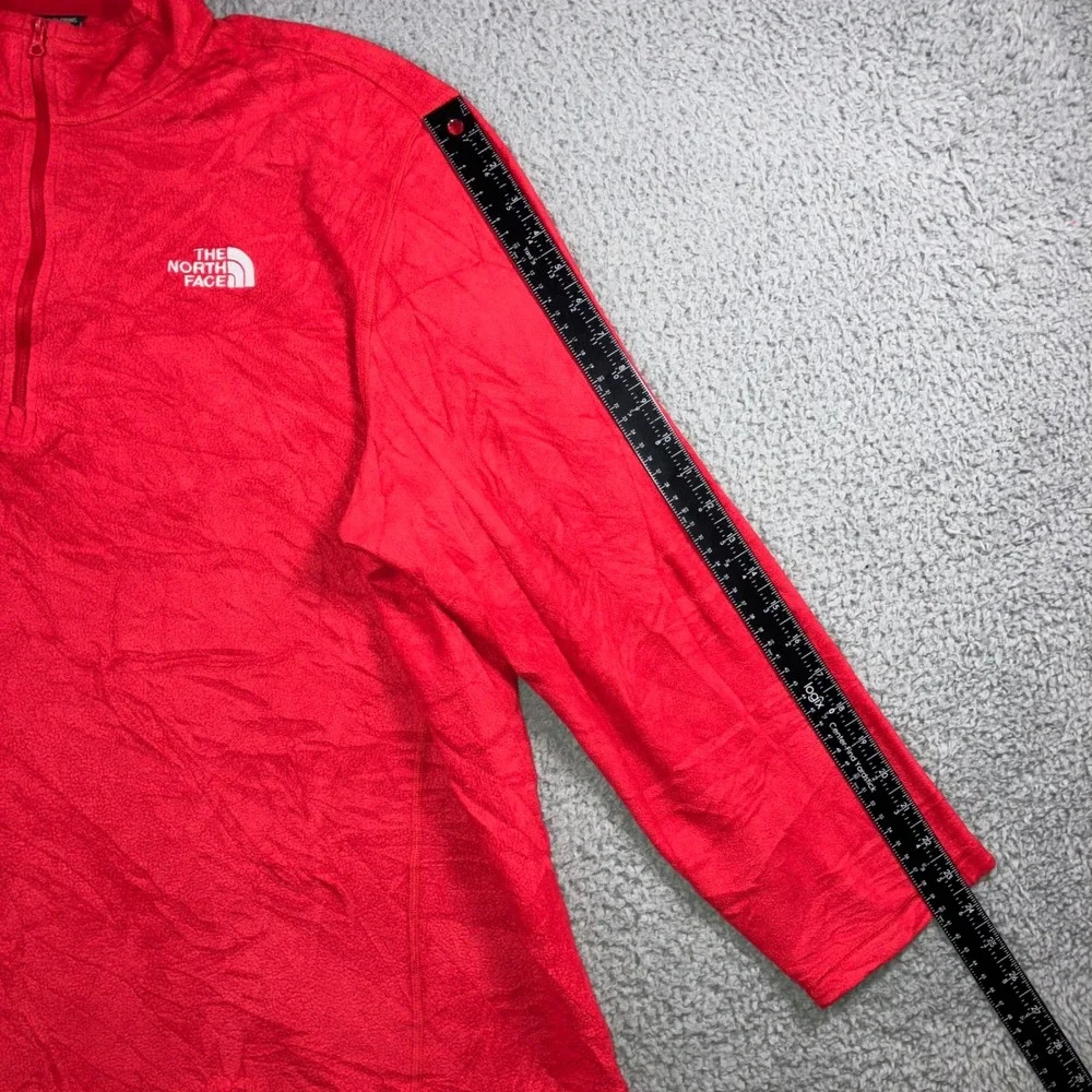 The North Face Fleece Pullover Men‎ XXL Red Logo Quarter Zip Mock Neck Outdoor